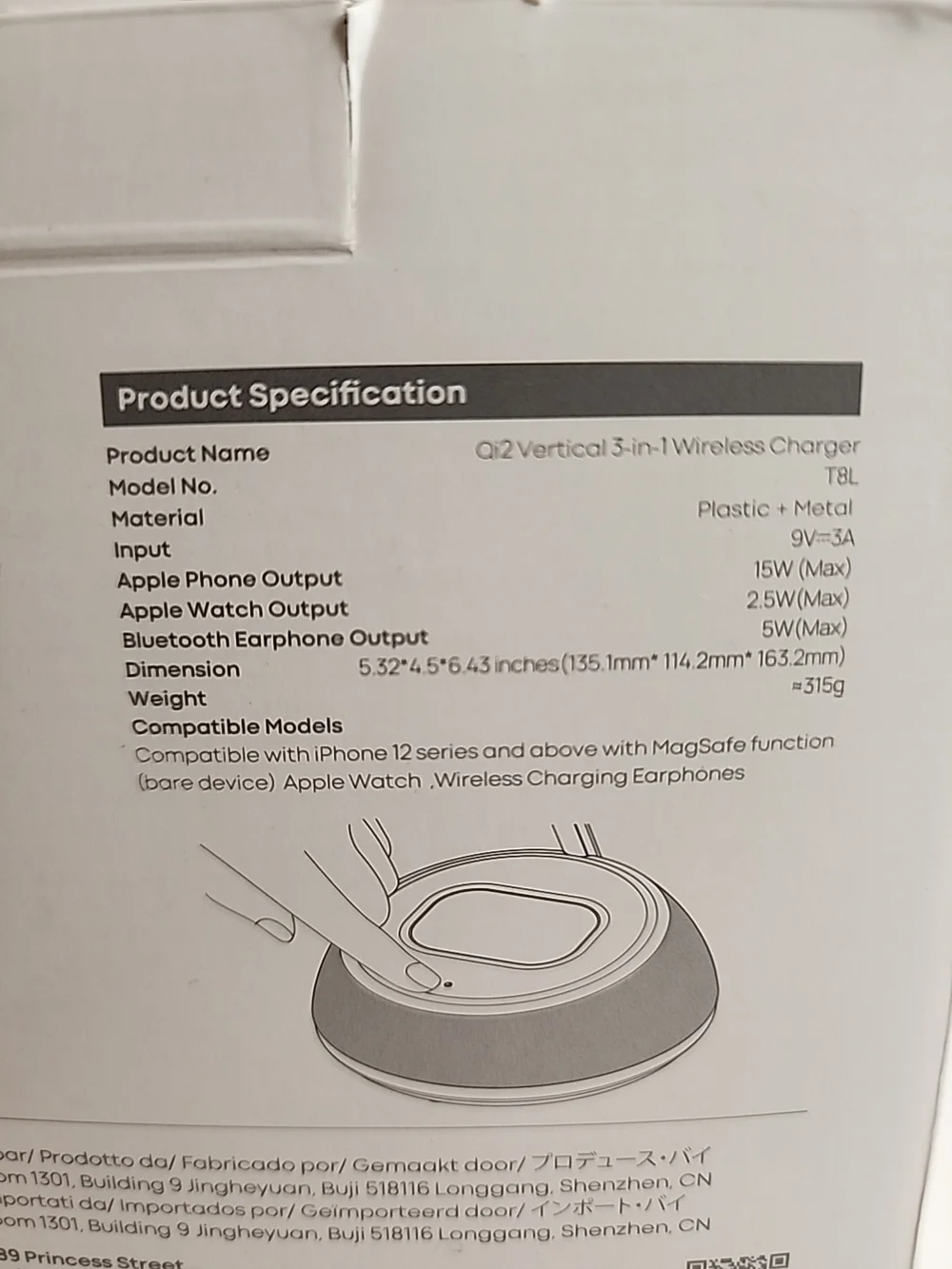 Qi2 Vertical 3-in-1 Wireless Charger - White/Rainbow Base
